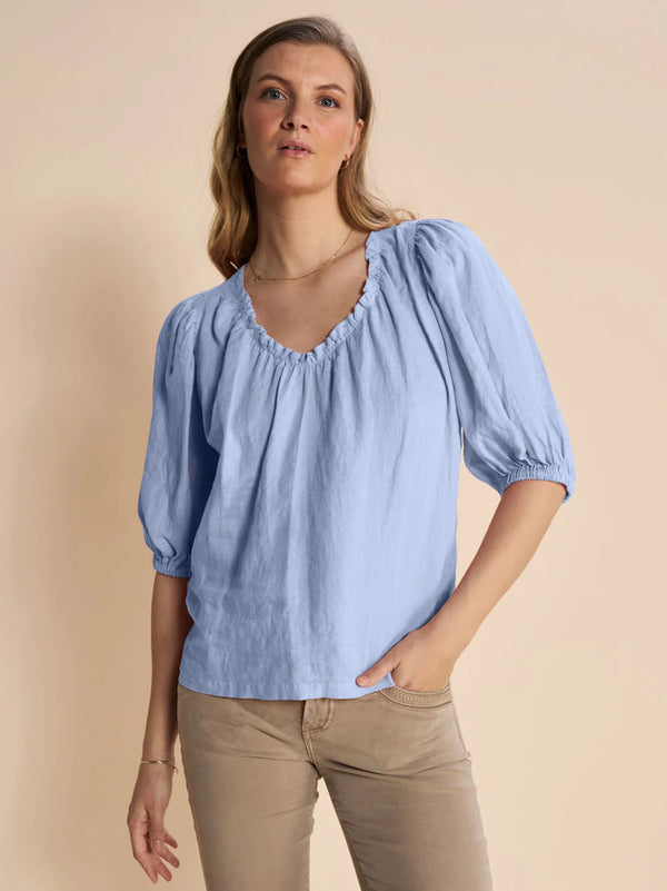 mos mosh taissa linen blouse blue