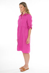 jump two pocket linen dress rose violet