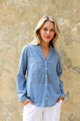 ivy & isabel caprice shirt azure blue diamond