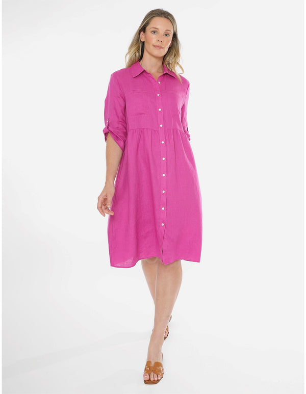 jump two pocket linen dress rose violet