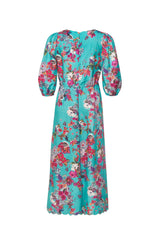 Loobies Story Matera midi dress  LS - multi aqua