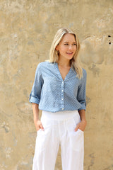 ivy & isabel caprice shirt azure blue diamond