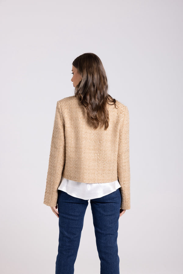 two t's crop boucle jacket camel 3075