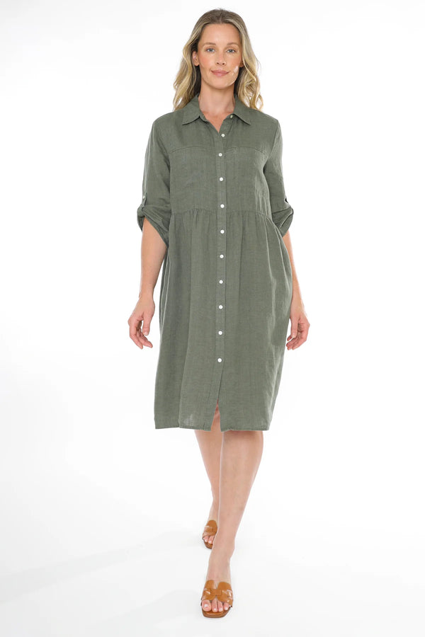 jump two pocket linen dress juniper