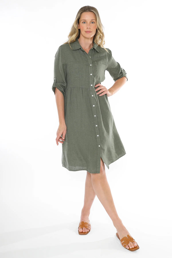 jump two pocket linen dress juniper