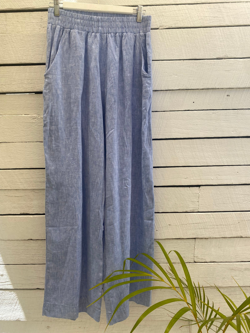 Little Lies Adriana linen pants - blue