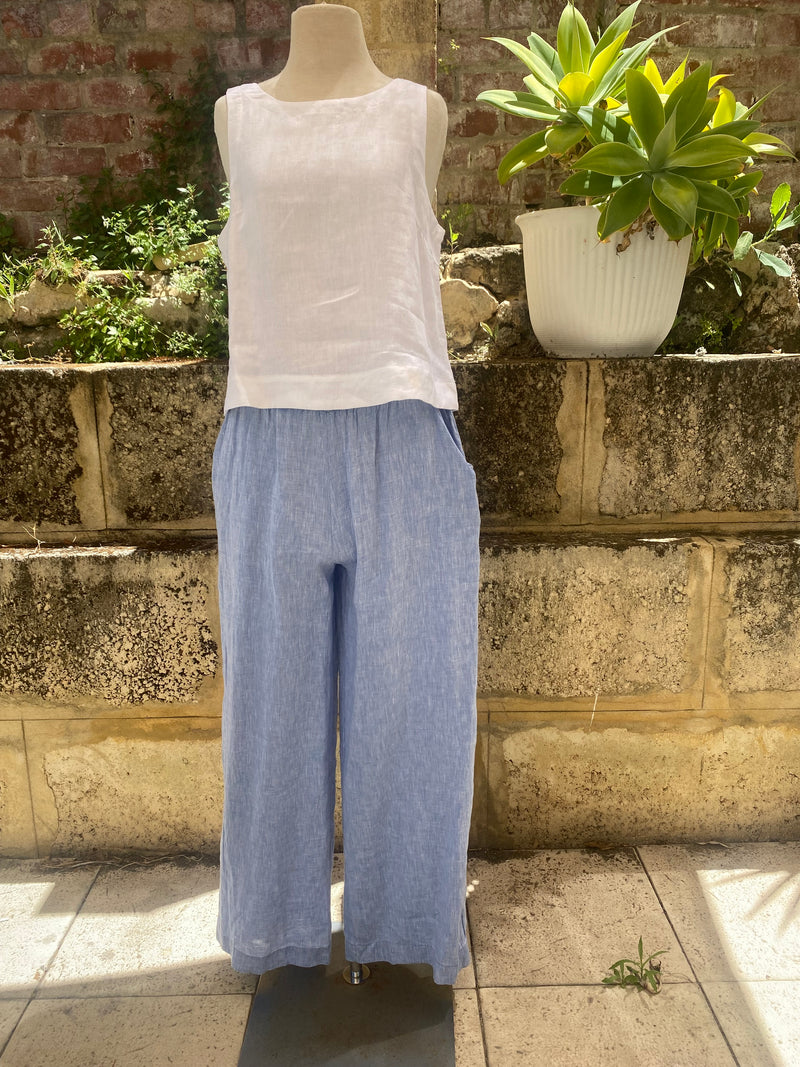 Little Lies Adriana linen pants - blue