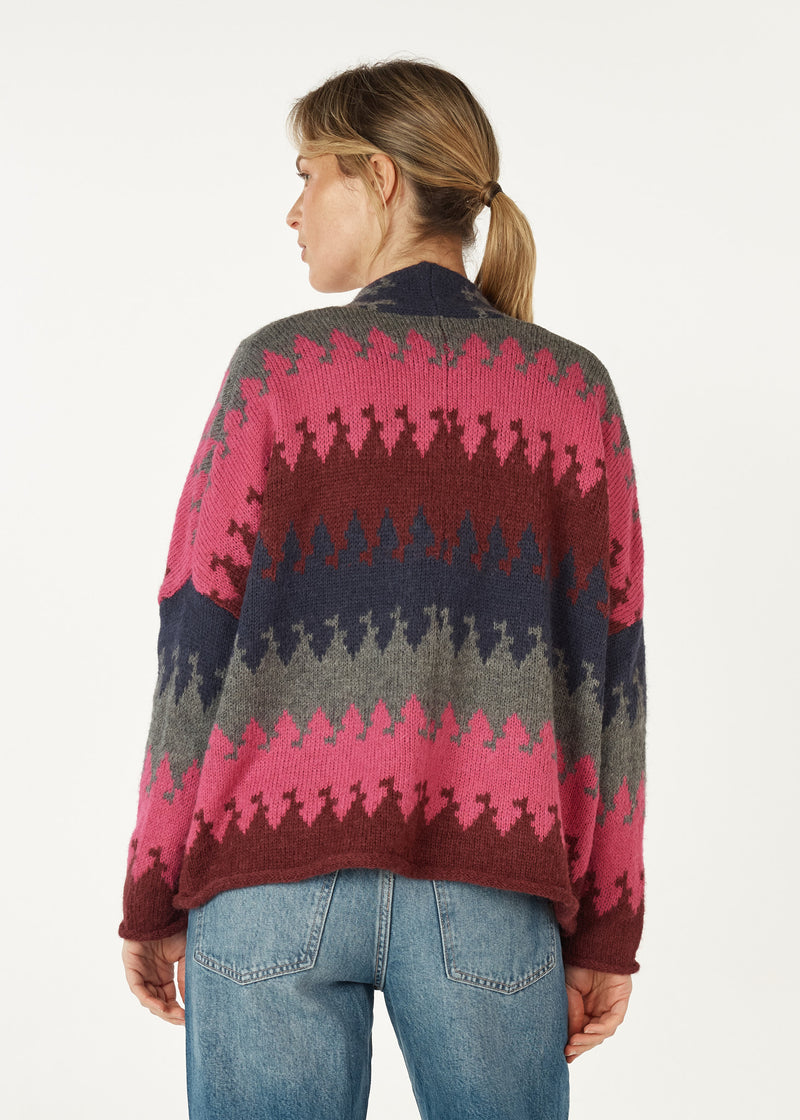 zaket & plover mountain peaks cardi ZP7121 - moss and wine