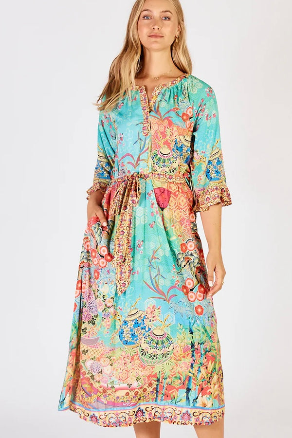 Lula Life Sybil Midi Dress - lagoon