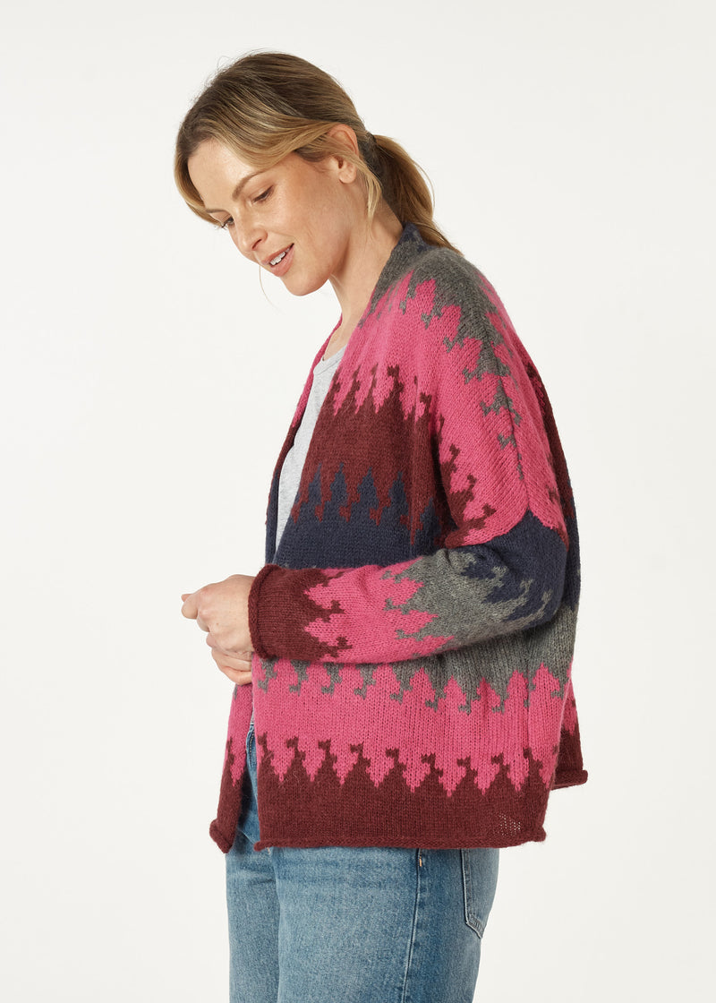 zaket & plover mountain peaks cardi ZP7121 - moss and wine