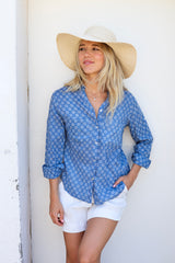 ivy & isabel caprice shirt in blue daisy