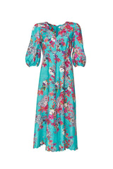 Loobies Story Matera midi dress  LS - multi aqua