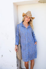 ivy & Isabel vacation dress navy pinstripe