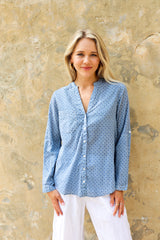 ivy & isabel caprice shirt azure blue diamond