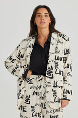 brave & true astrid blazer love print