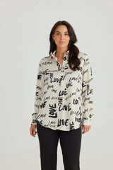 brave & true astrid shirt love print