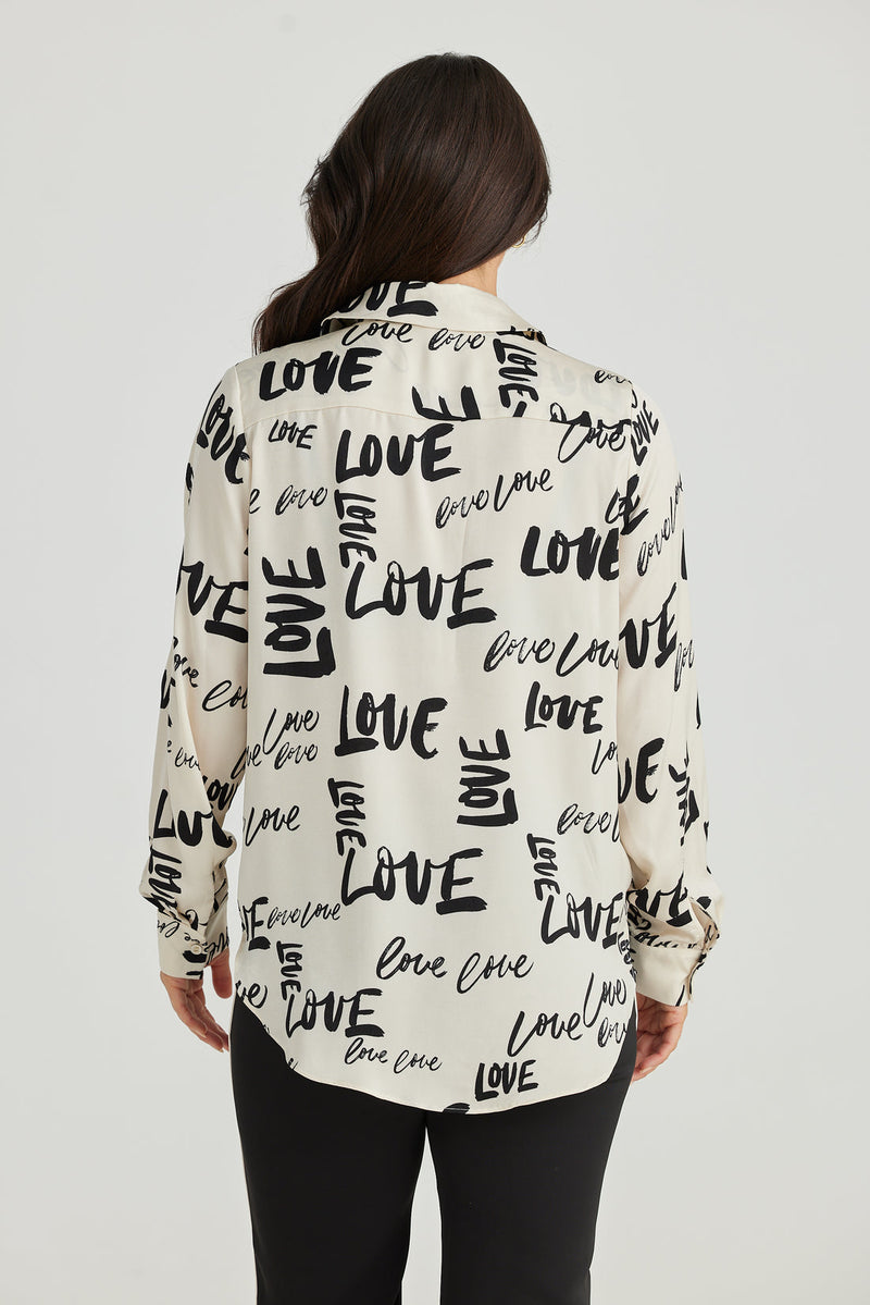 brave & true astrid blazer love print