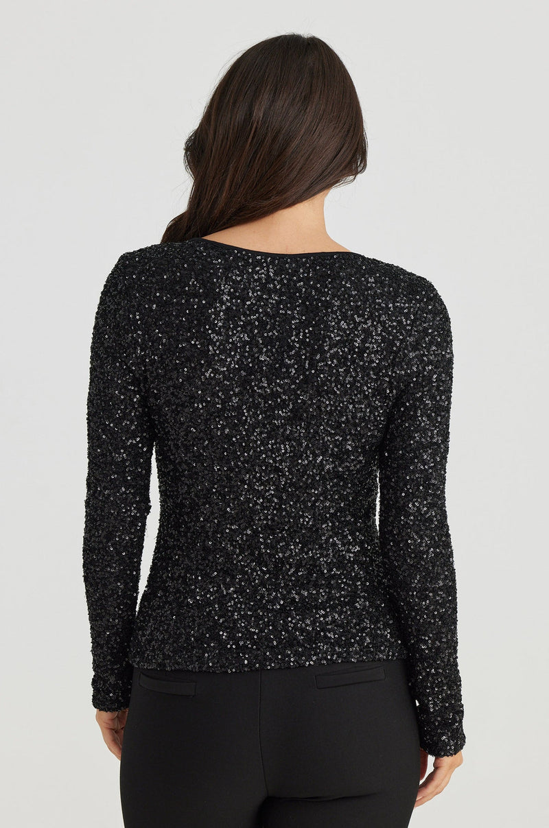 brave & true dazzle top black sequin