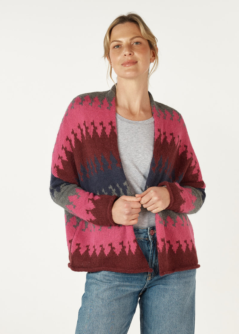 zaket & plover mountain peaks cardi ZP7121 - moss and wine