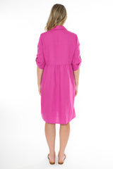 jump two pocket linen dress rose violet