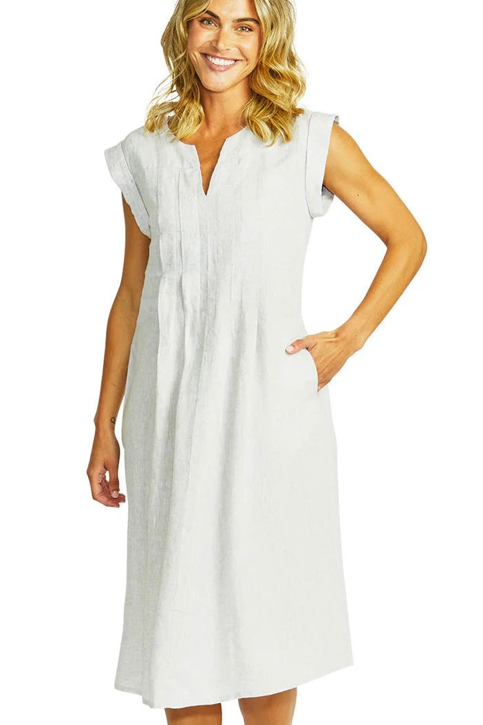 Ping Pong P575548 Maria Linen Pintuck dress - flax