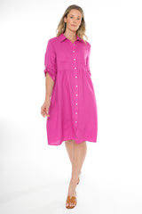 jump two pocket linen dress rose violet