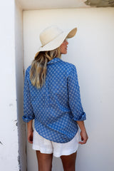 ivy & isabel caprice shirt in blue daisy