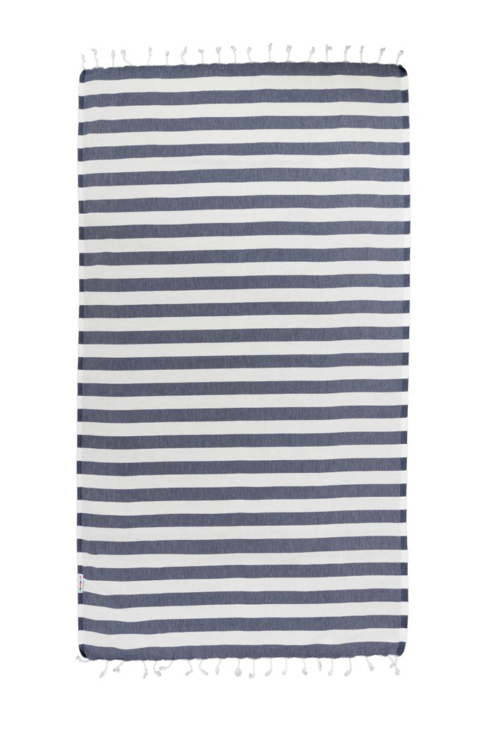 Hammamas Ripple Turkish towel - navy/white