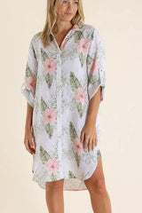 Two T's  2857 Tropical Print Shirt Dress - Tropical print