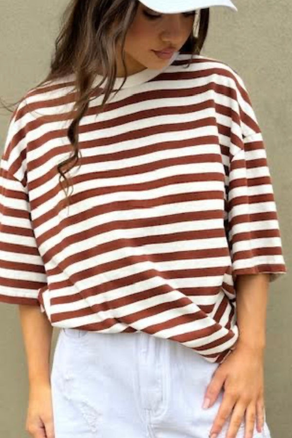 Ebby & I W10513 Where to? stripe tee