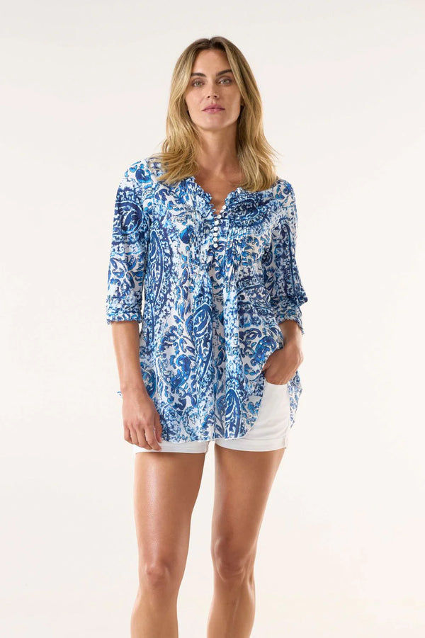 One Season poppy top - Hydra navy