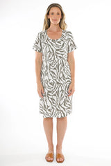 Jump Zebra Pattern Dress 576J5141A - white khaki