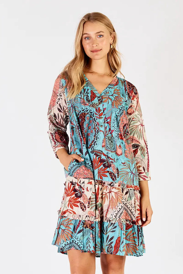 lulalife gina tuck dress multi