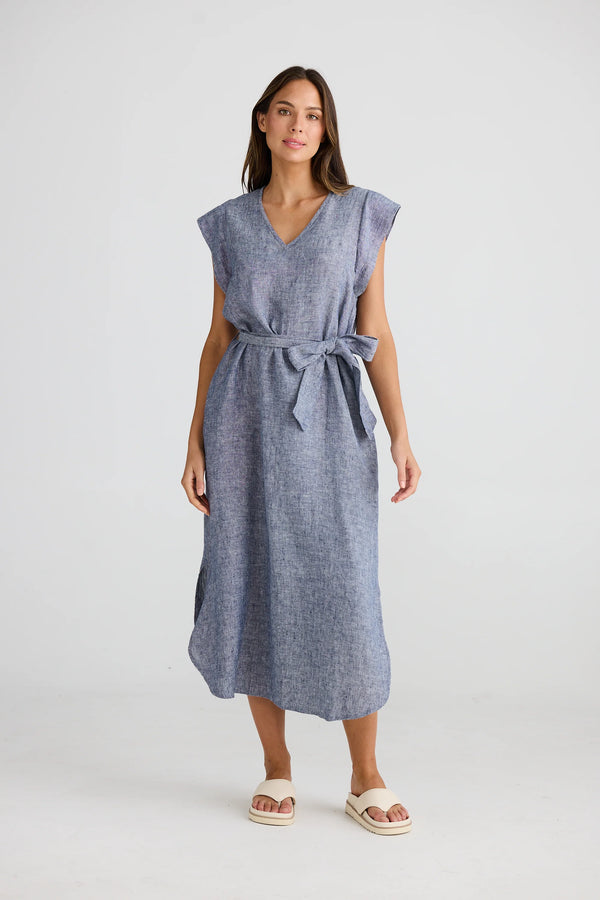 shanty sebou dress navy fleck