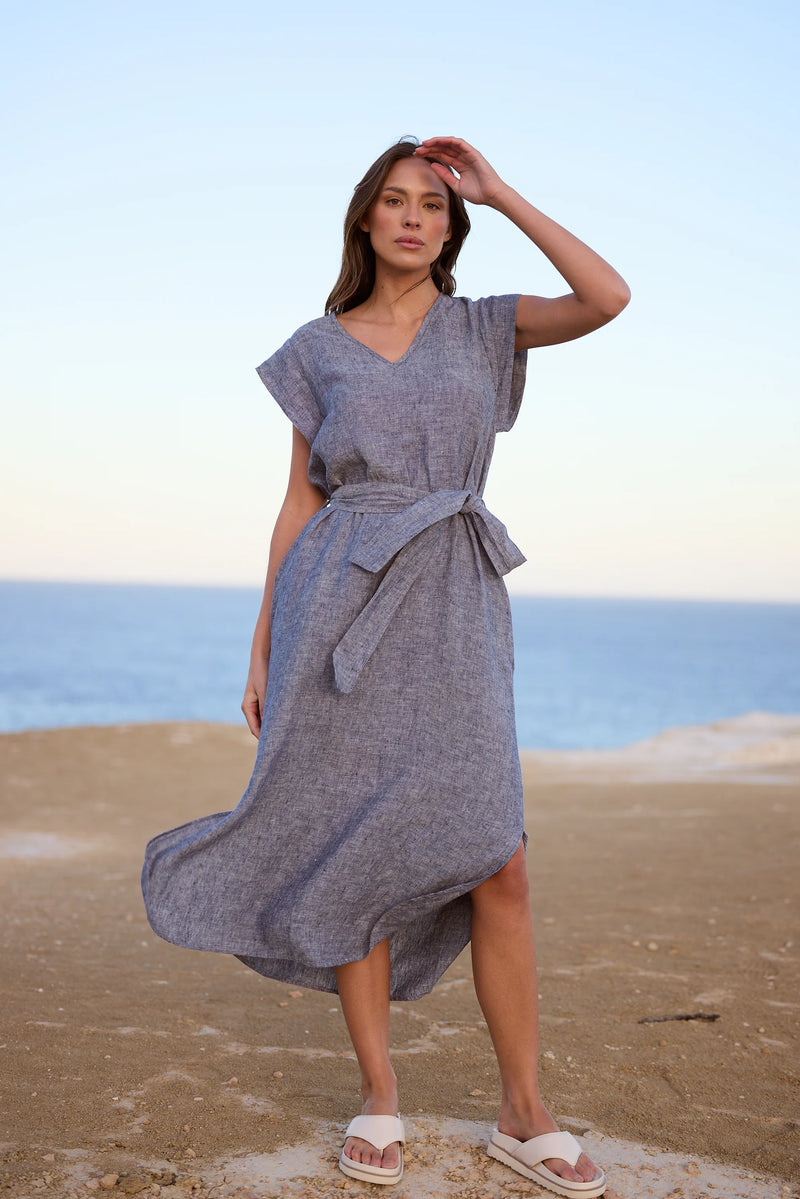 shanty sebou dress navy fleck