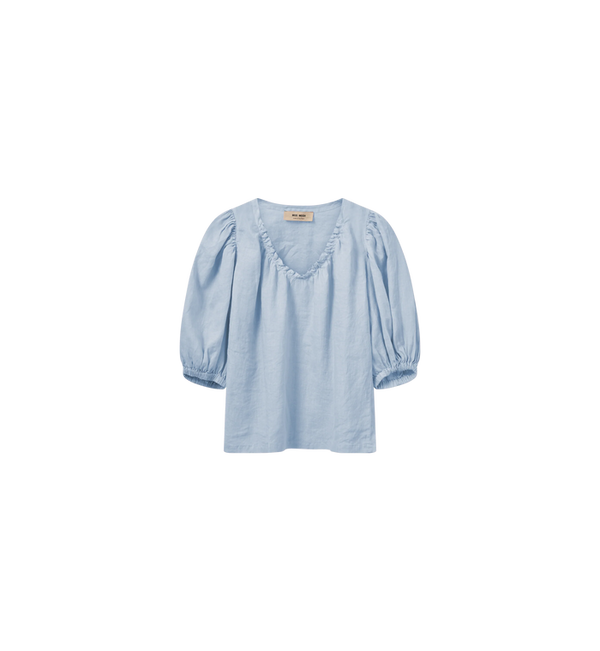 mos mosh taissa linen blouse blue