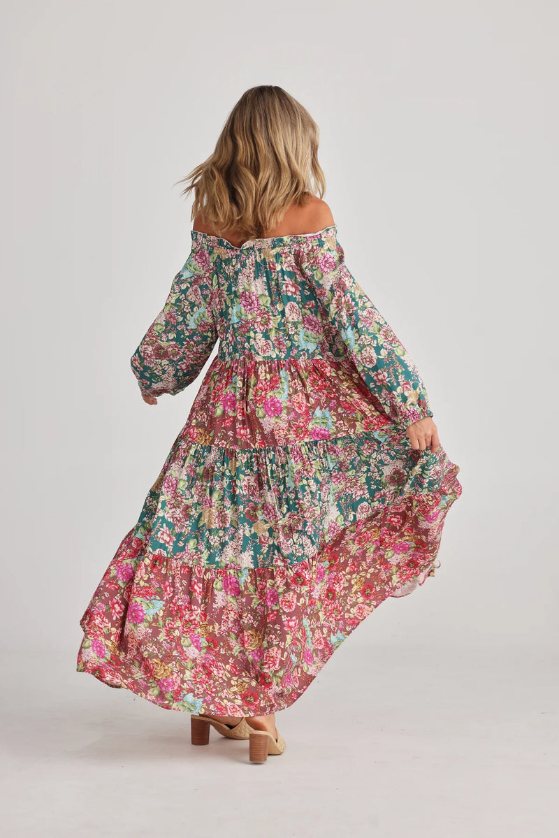 talisman damascus mid sleeve dress rose garden