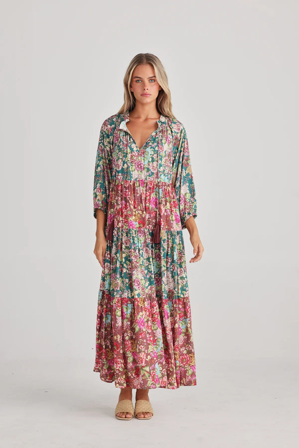 talisman damascus mid sleeve dress rose garden