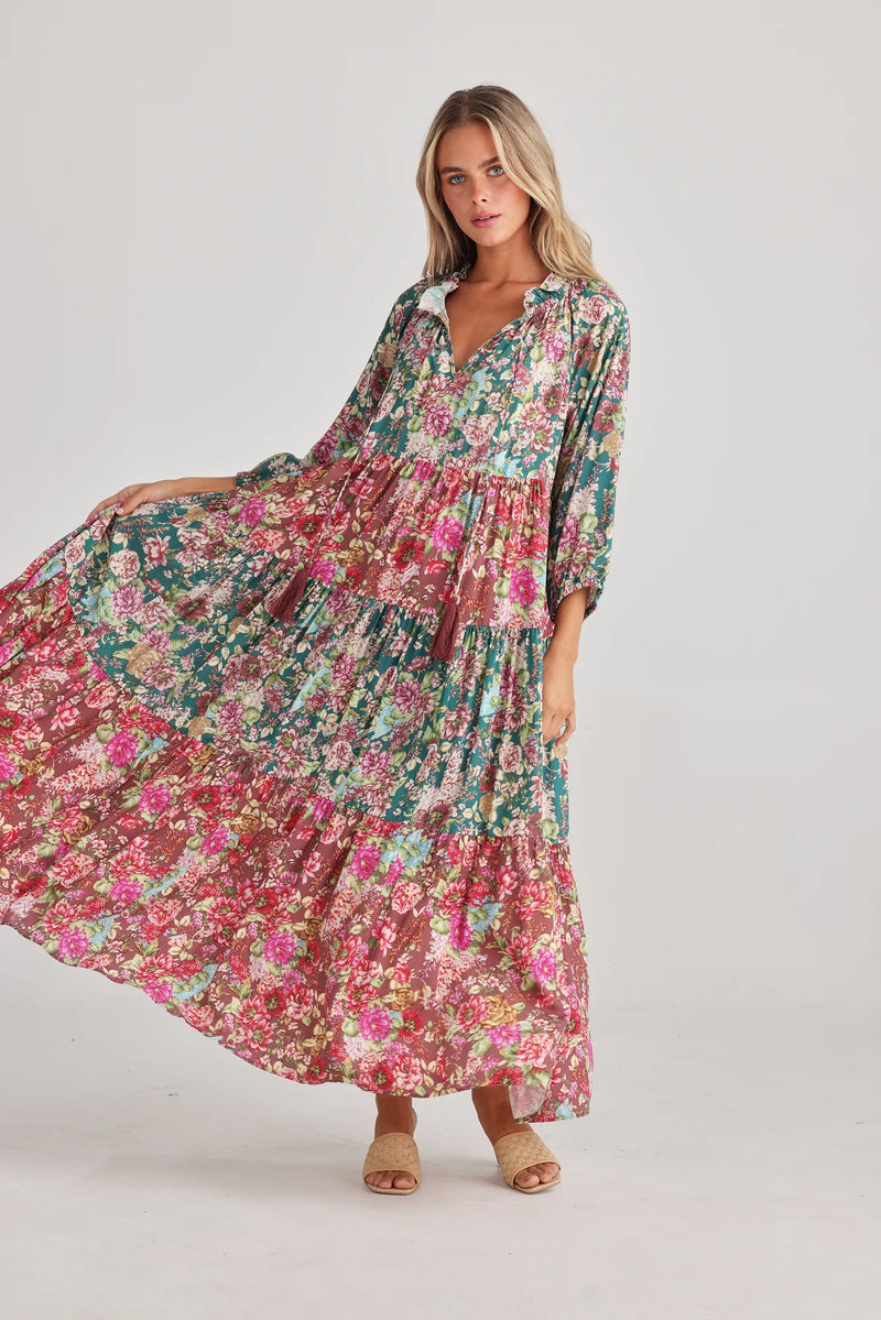 talisman damascus mid sleeve dress rose garden