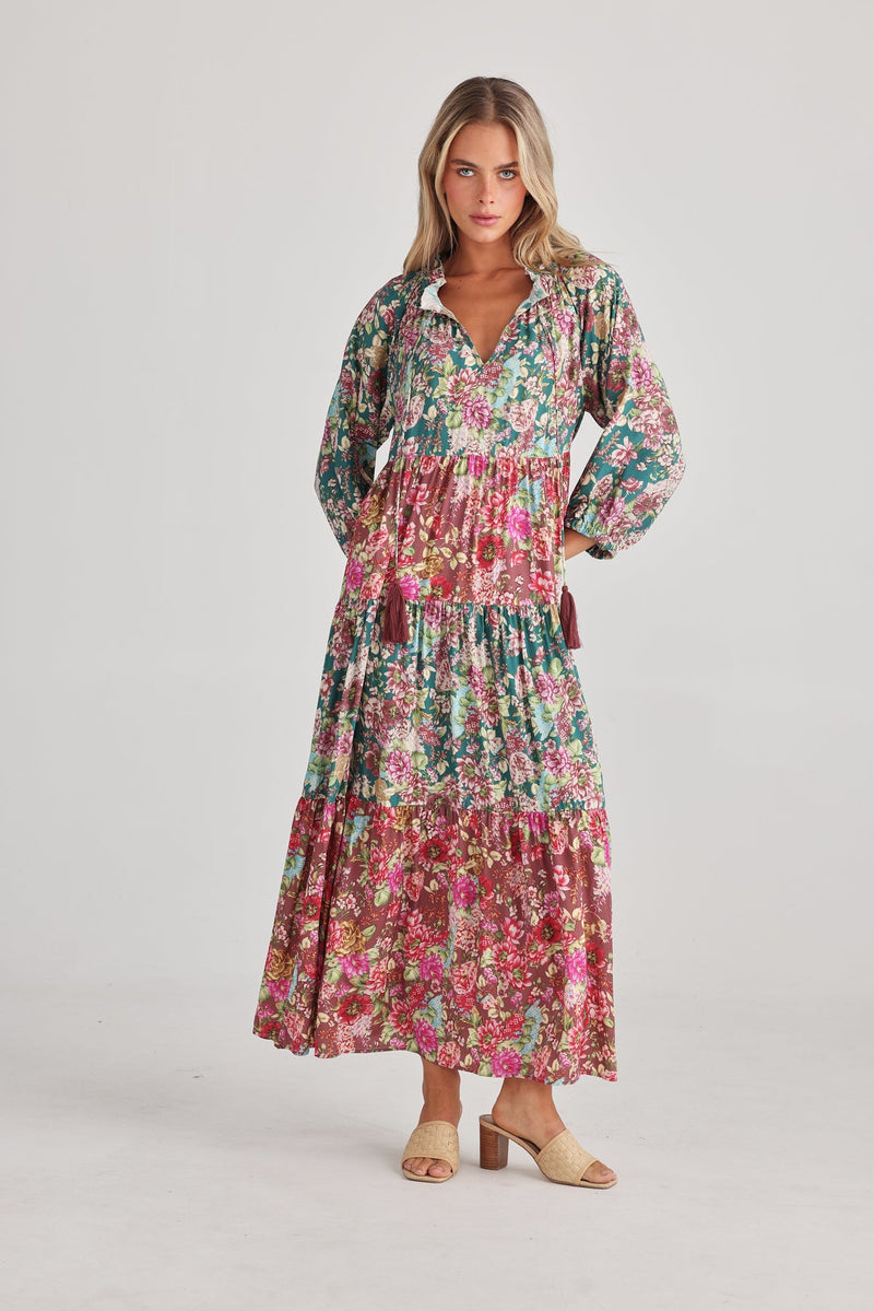 talisman damascus mid sleeve dress rose garden