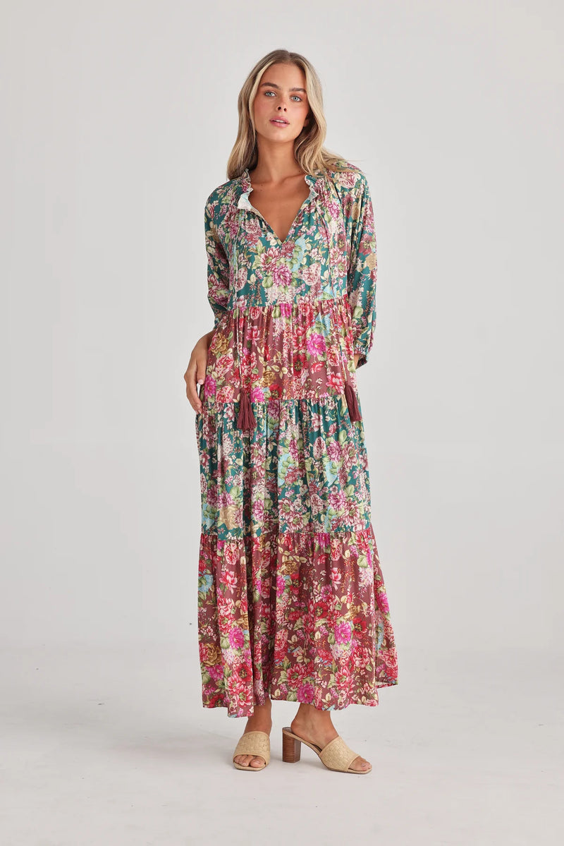 talisman damascus mid sleeve dress rose garden