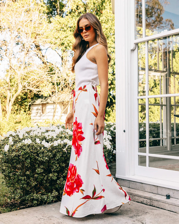 linen luxe scarlet rose maxi skirt