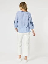 gordon smith cottesloe stripe top blue/white 4696