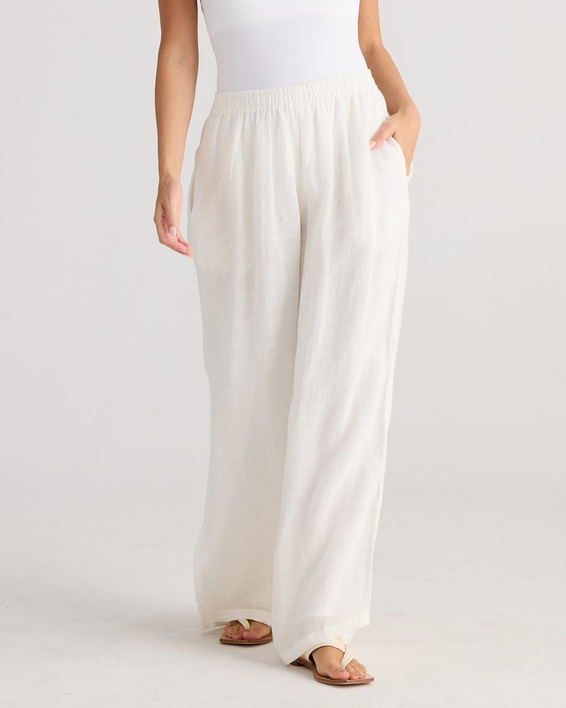 holiday fly away pant white gauze HC24024-6