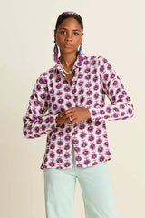 pom blouse mila flower ecru