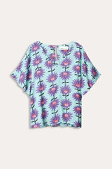 pom georgie flower top aqua