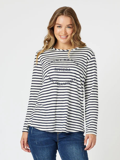 threadz riviera long sleeve tee blue/white 47074