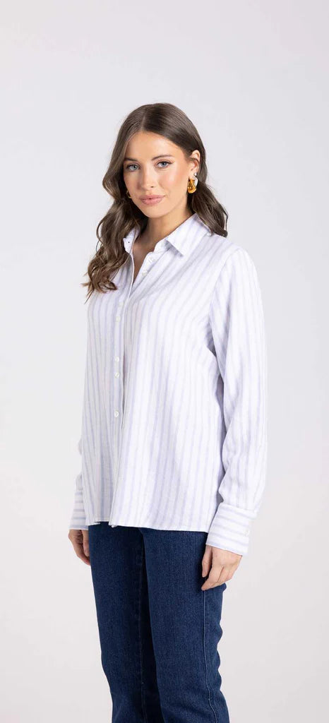 two t's stripe shirt powder blue/white 3061