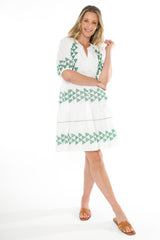 jump triangle stitch dress white/green 576J5035A