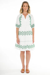 jump triangle stitch dress white/green 576J5035A